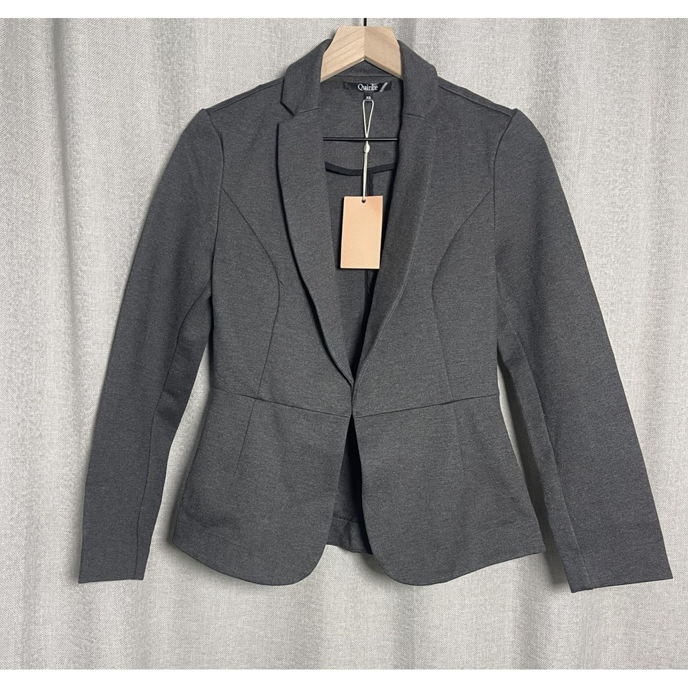 Quince Ultra Stretch Ponte Blazer Womens XS NWT Charcoal Gray Career Work